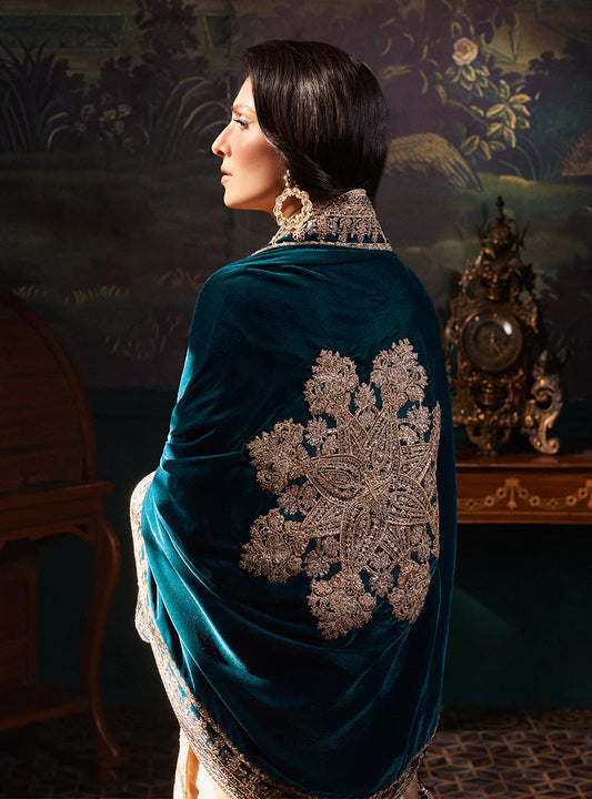 Light Gold Brocade Tissue Suit with Heavy Embroidered Velvet Dupatta