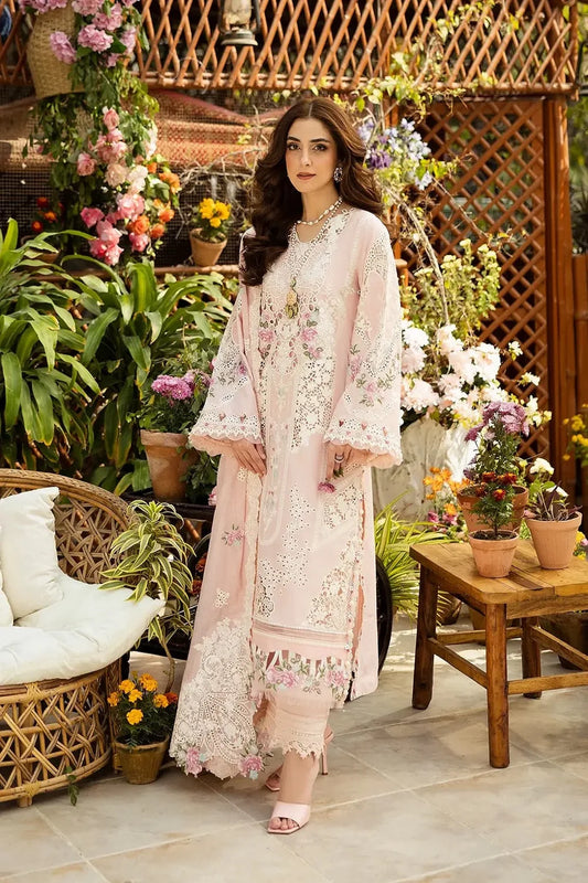 Peach Pink Heavy Chikankari Embroidered Lawn Suit
