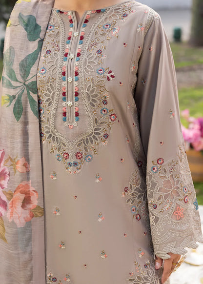 Mouse Grey Lawn Suit with Short Shirt & Patchwork Embroidery