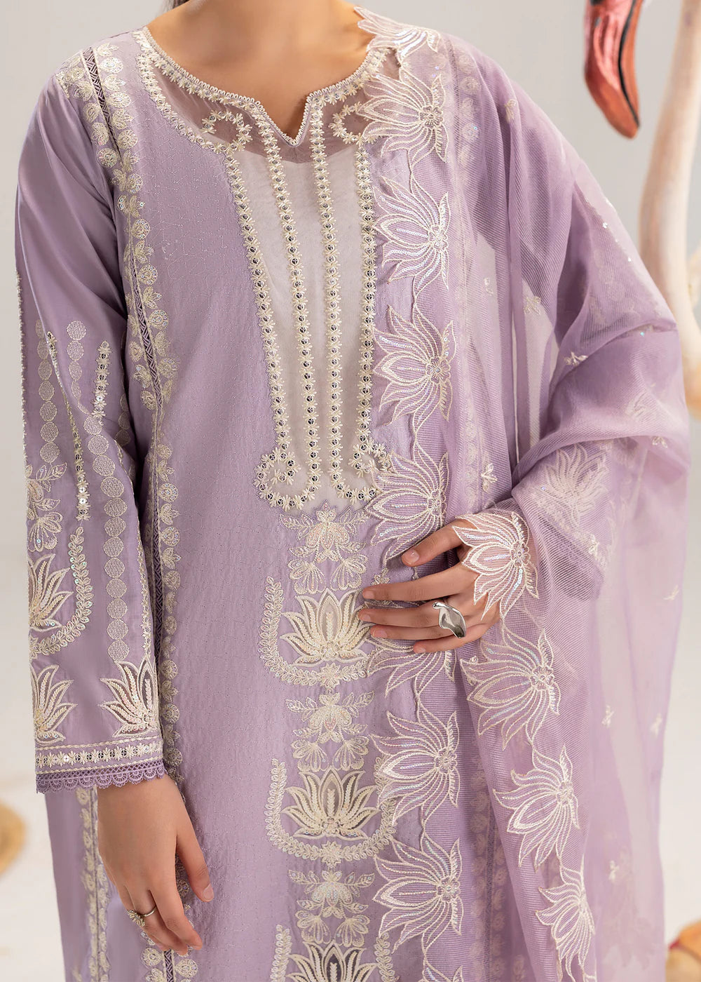 Lilac Lawn Suit with Khadi Net Dupatta