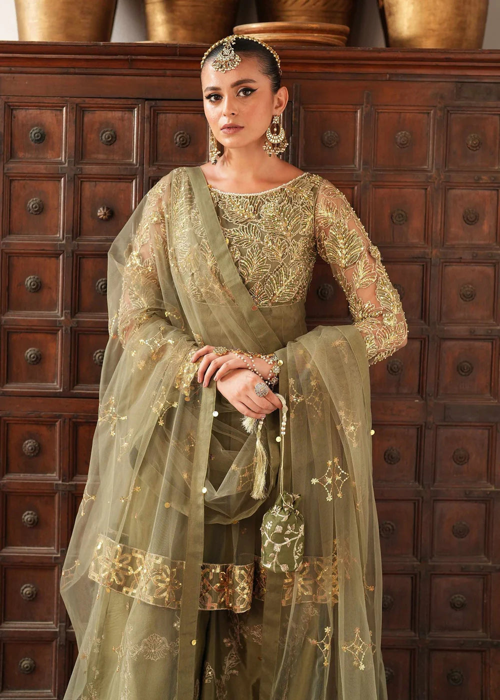 Olive Green Peplum Sharara