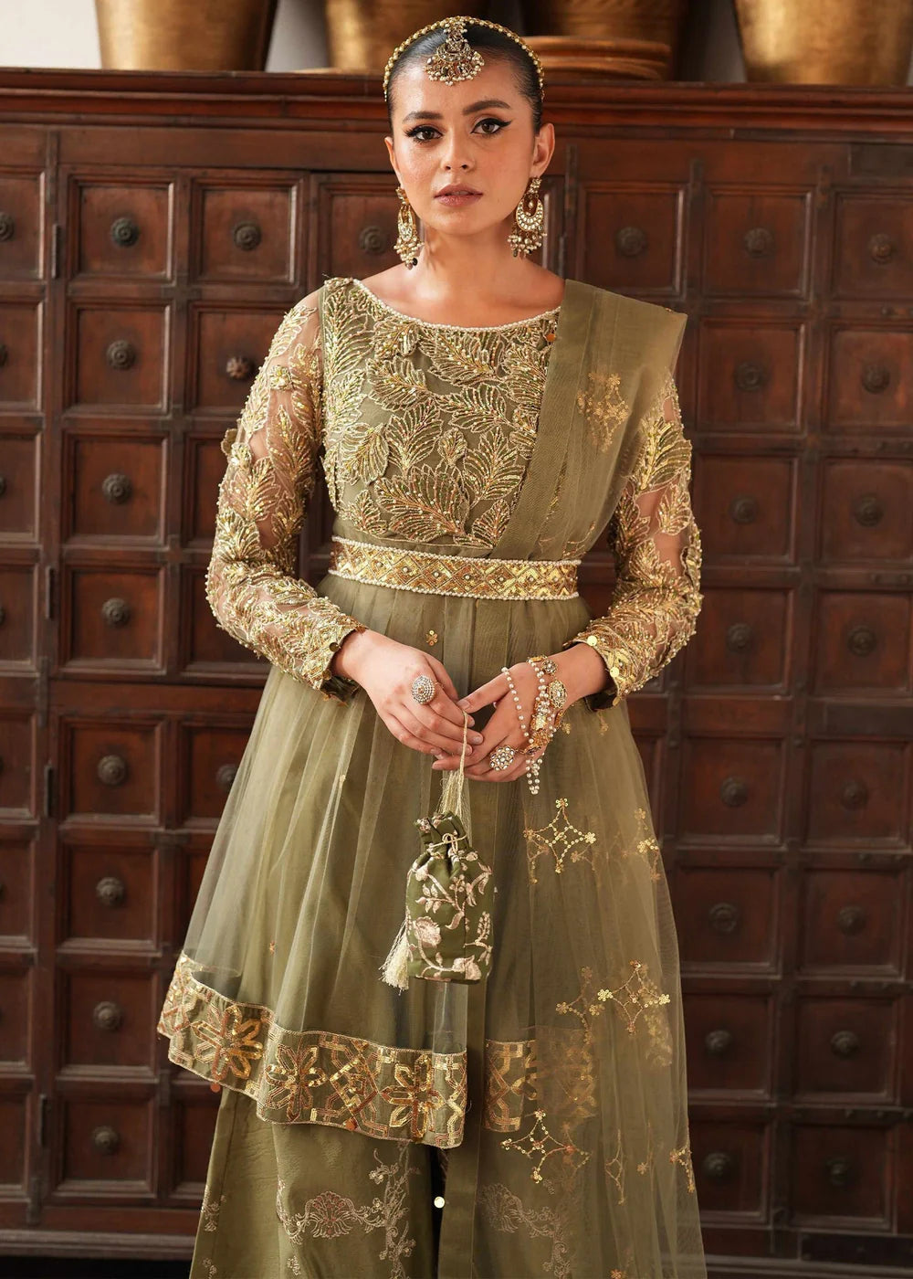 Olive Green Peplum Sharara