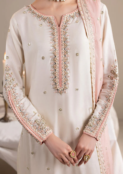 Ivory Hand Embellished Raw Silk Suit