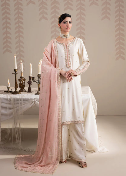 Ivory Hand Embellished Raw Silk Suit