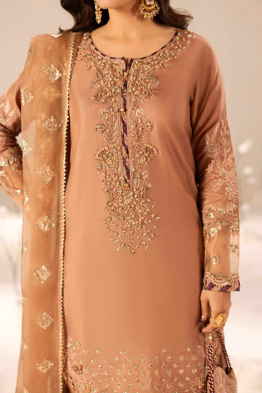 Tea Rose Pink Hand Embellished Suit with Crushed Silk Sharara