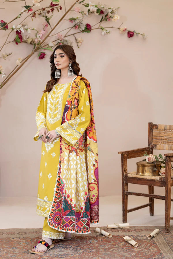 Pear Yellow Pure Cotton Chikankari Lawn Suit