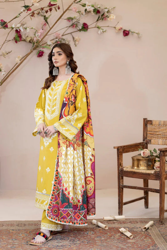 Pear Yellow Pure Cotton Chikankari Lawn Suit