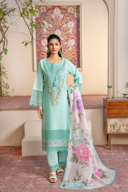 Cadet Blue Pure Cotton Chikankari Suit