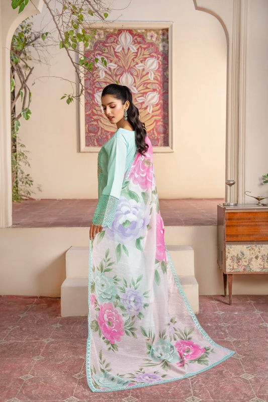 Cadet Blue Pure Cotton Chikankari Suit