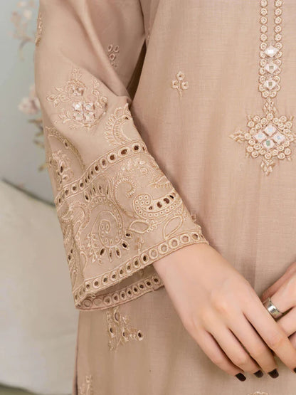 Beige Embroidered Lawn Suit