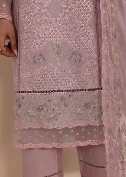 Baby Pink Embroidered Luxury Lawn Suit with Chiffon Dupatta