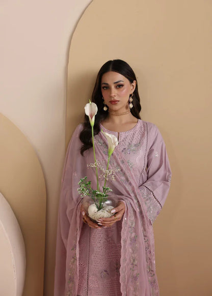 Baby Pink Embroidered Luxury Lawn Suit with Chiffon Dupatta