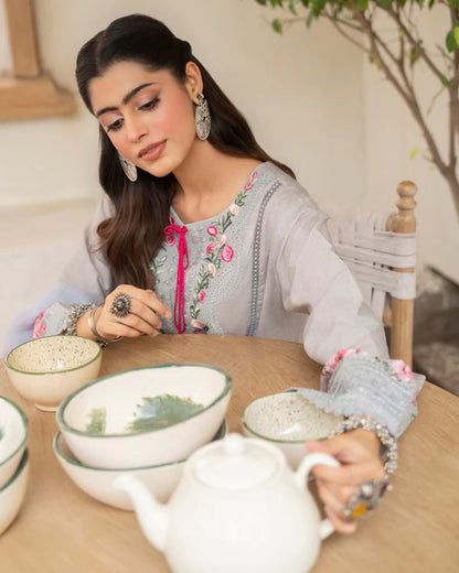 Cloud Grey Embroidered Farshi Shalwar Suit