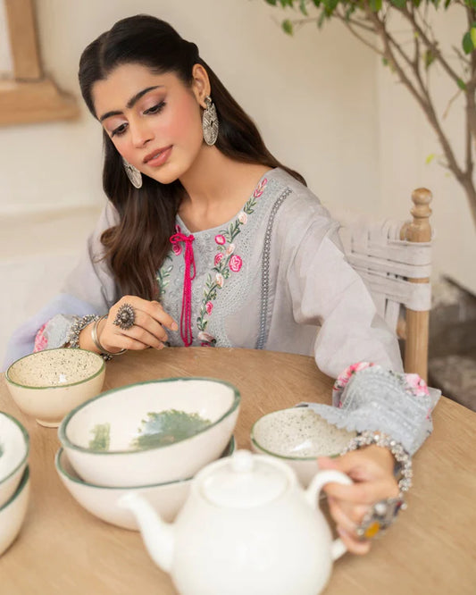 Cloud Grey Embroidered Farshi Shalwar Suit