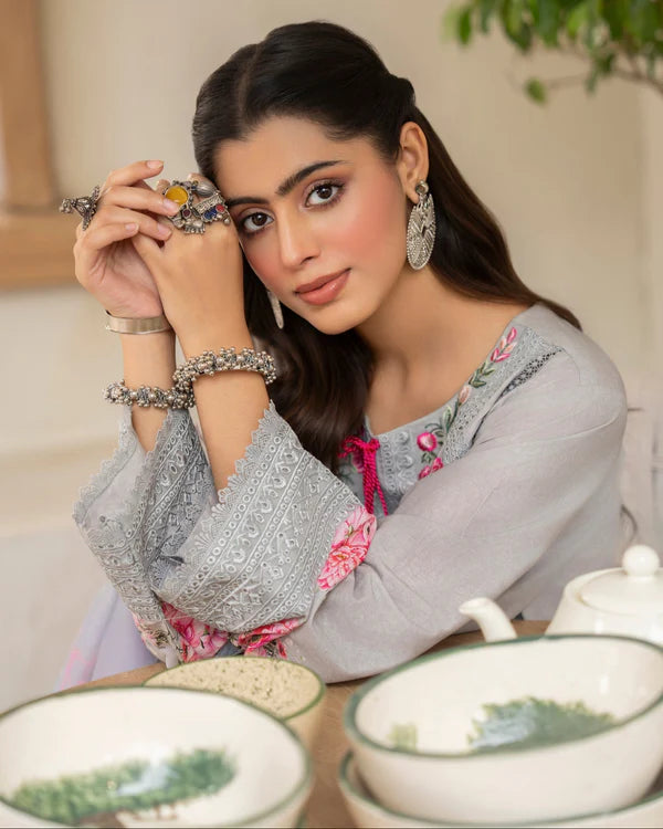 Cloud Grey Embroidered Farshi Shalwar Suit