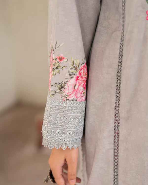 Cloud Grey Embroidered Farshi Shalwar Suit