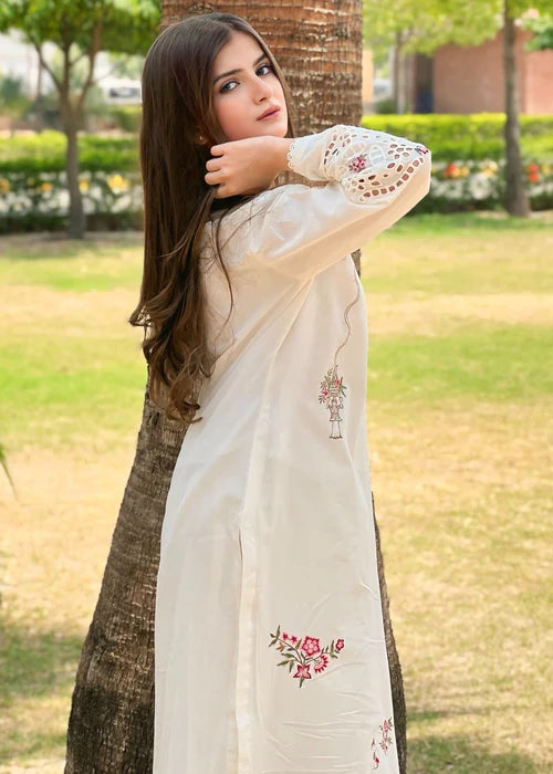 Schiffli Embroidered Winter Kurta Set