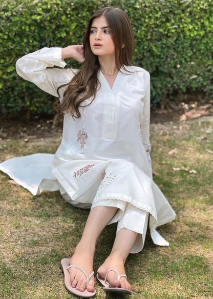 Schiffli Embroidered Winter Kurta Set