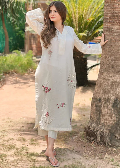Schiffli Embroidered Winter Kurta Set