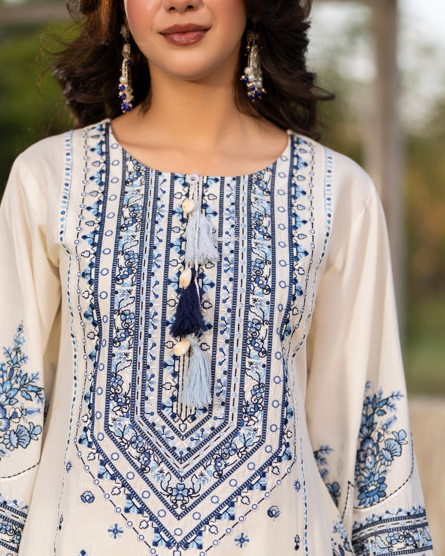 Ladies Embroidered off White cotton farshi Shalwar Kameez Online in UK USA Canada