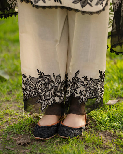 Pure Cotton Suit with Panni Work, 3D Flowers & Chikankari Details