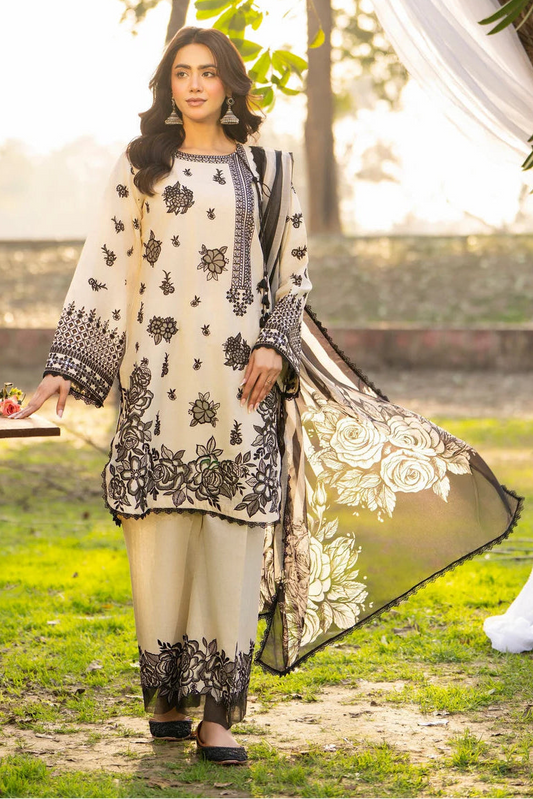 Pure Cotton Suit with Panni Work, 3D Flowers & Chikankari Details
