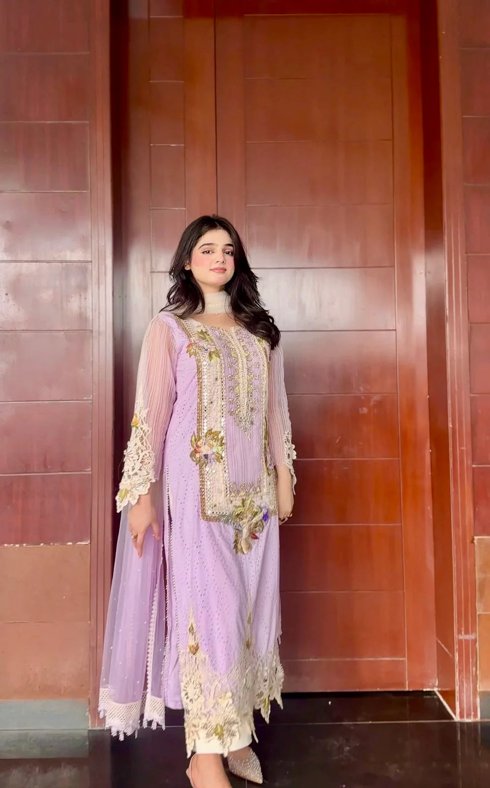 3D & Crochet Hand Embroidered Cotton Chikankari Suit