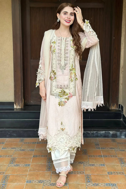 3D & Crochet Hand Embroidered Cotton Chikankari Suit