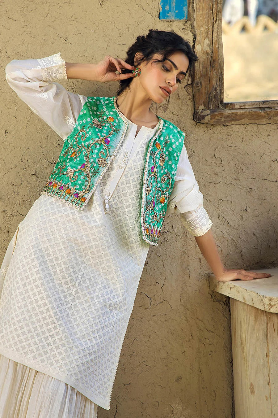 Handmade Jacket Style Suit with Gharara