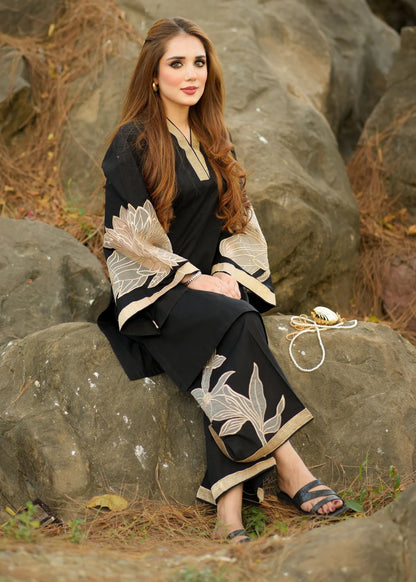 Black Embroidered Lawn Kurta Set