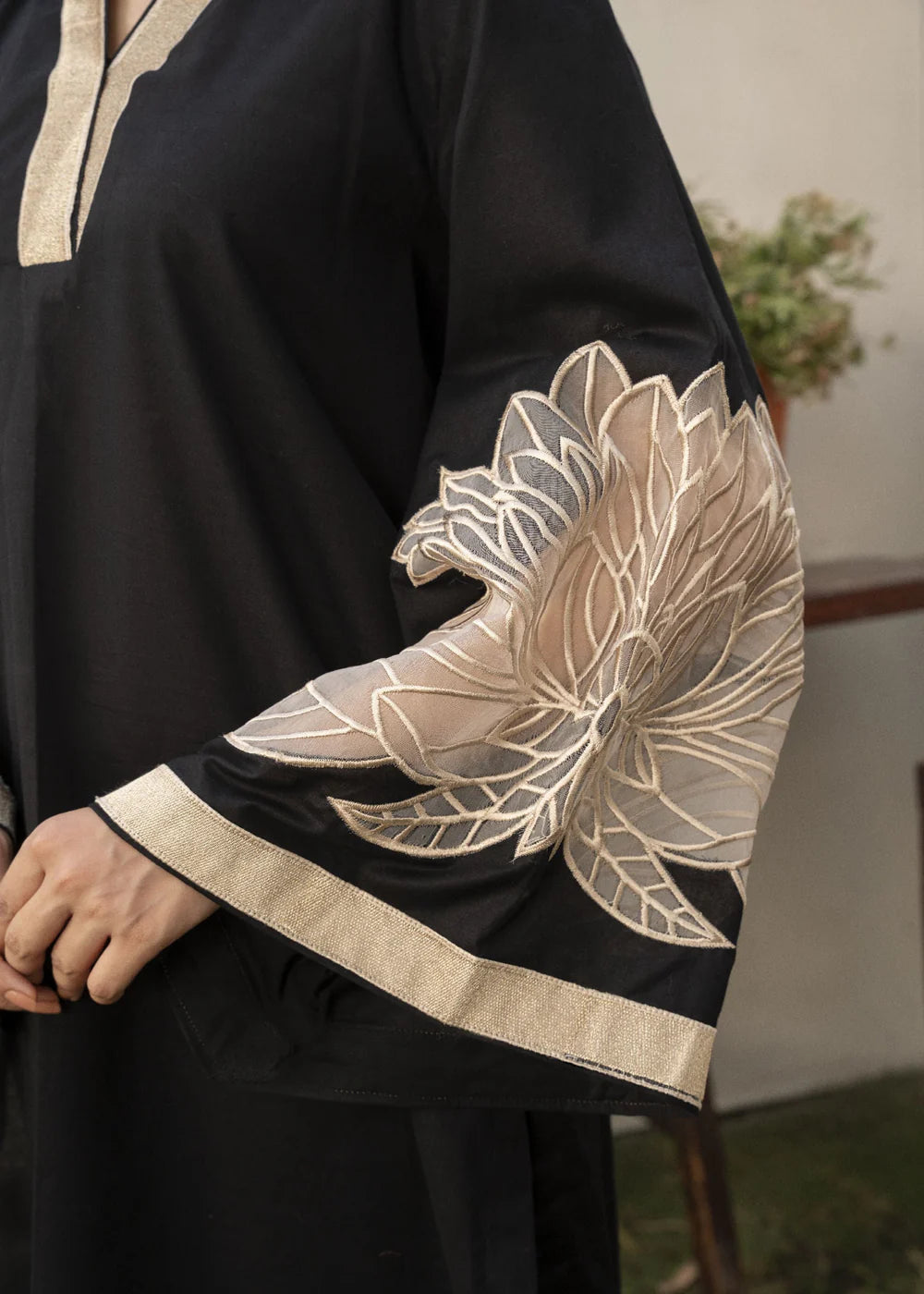 Black Embroidered Lawn Kurta Set