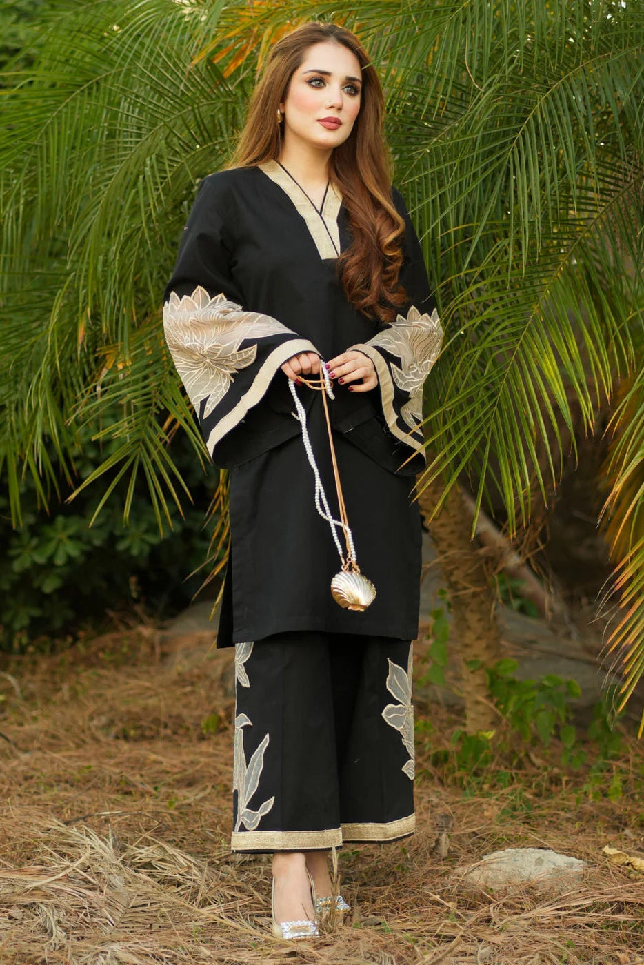 Black Embroidered Lawn Kurta Set