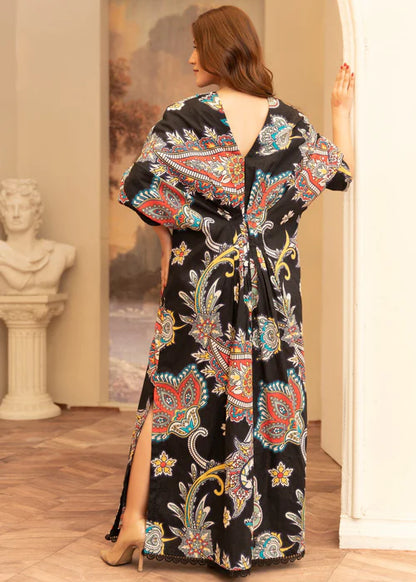 Black Textured Lawn Kaftan