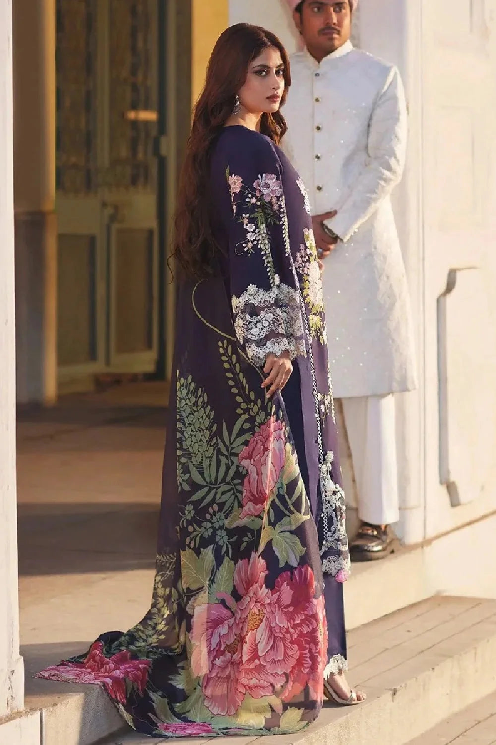 Heavy Embroidered Navy Blue Lawn Suit