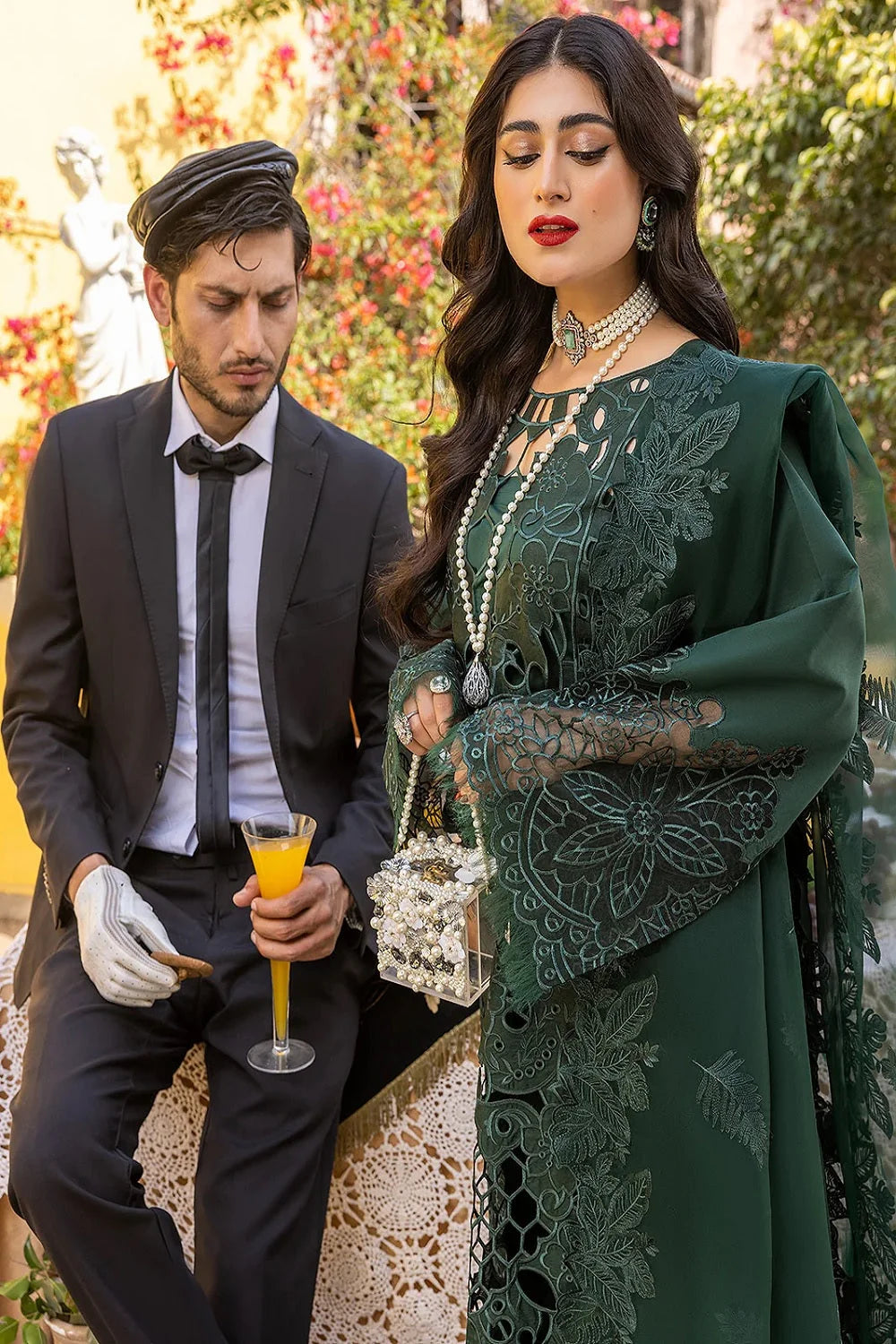 Hand Embellished Chikankari Lawn Suit with Laser Cutwork