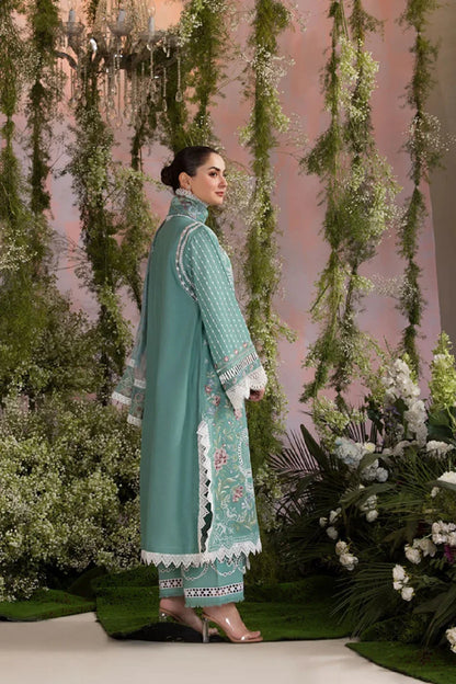 Chikankari & Cross Stitch Embroidered Pastel Green Lawn Suit