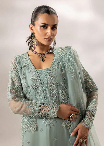 Pastel Green Embellished Suit with Flared Trouser