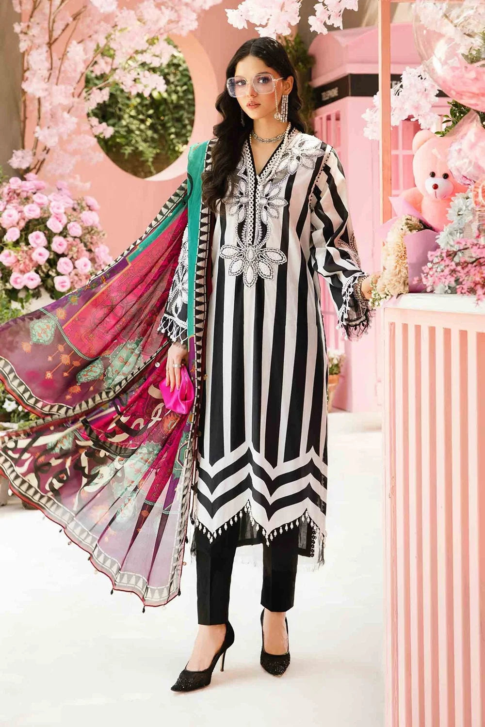 Black Digital Printed Pure Lawn Suit with Chiffon Dupatta