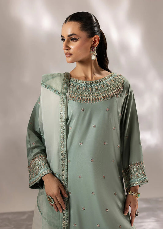 Mint Green Raw Silk Farshi Shalwar Suit