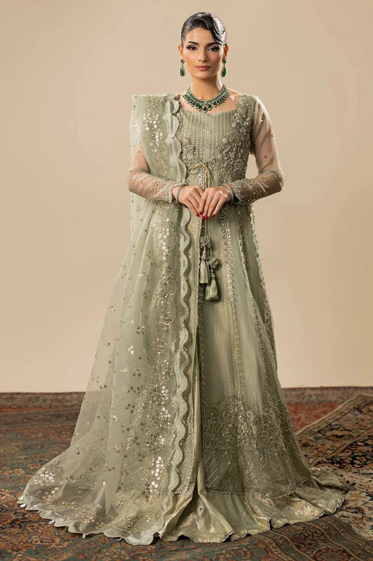 Pistachio Hand Embellished Organza Maxi