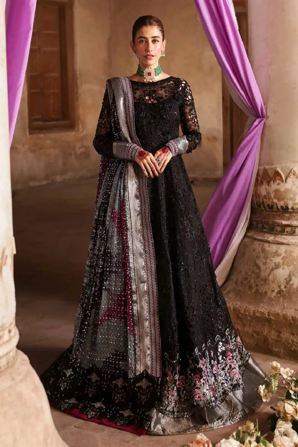 Handmade Chikankari Black Lehenga Choli / Anarkali