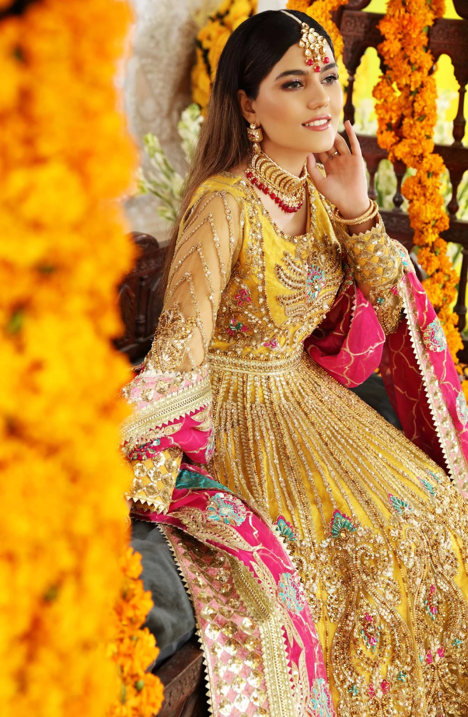 Haldi Yellow Lehnga Choli Online in Dubai, UAE, Abudhabi, Sharjah