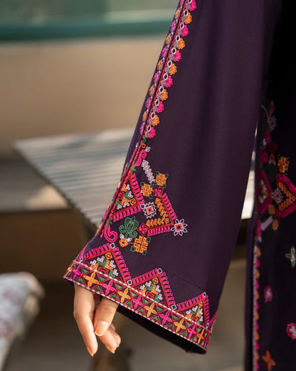 Magenta Kotrai Embroidered Farshi Shalwar Suit