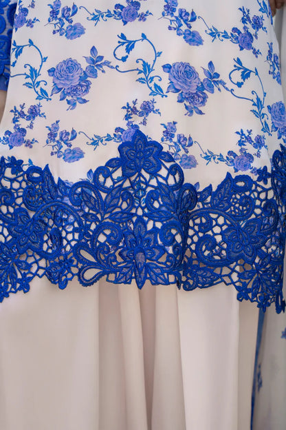 Dark Blue Embroidered Silk Farshi Shalwar Suit