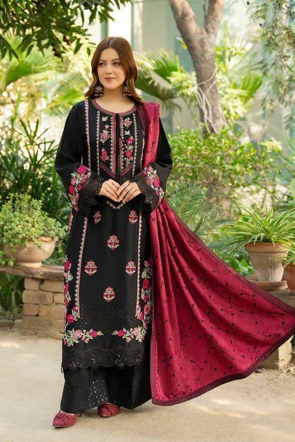Black Cherry Heavy Embroidered Kotrai Suit