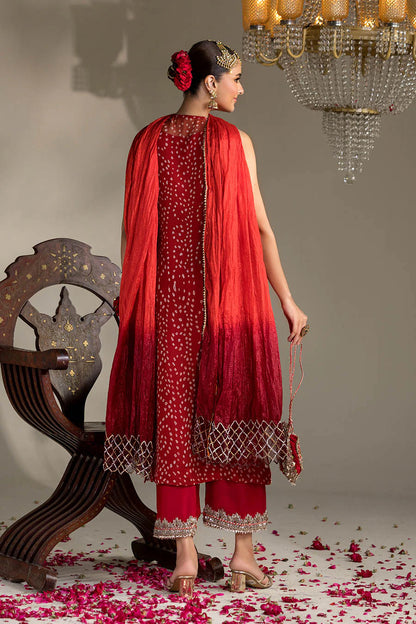 Hand Embroidered Chiffon Chunnari Suit