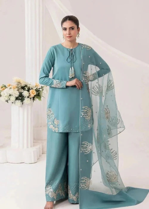 Dhanak Embroidered Short Kurta Set with Dupatta