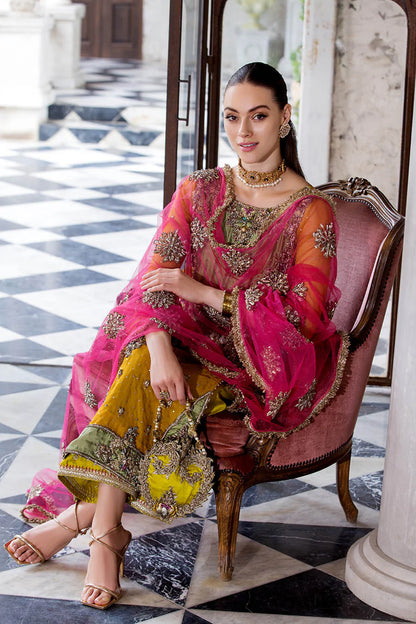 Hand Embroidered Mustard Yellow Pure organza Suit