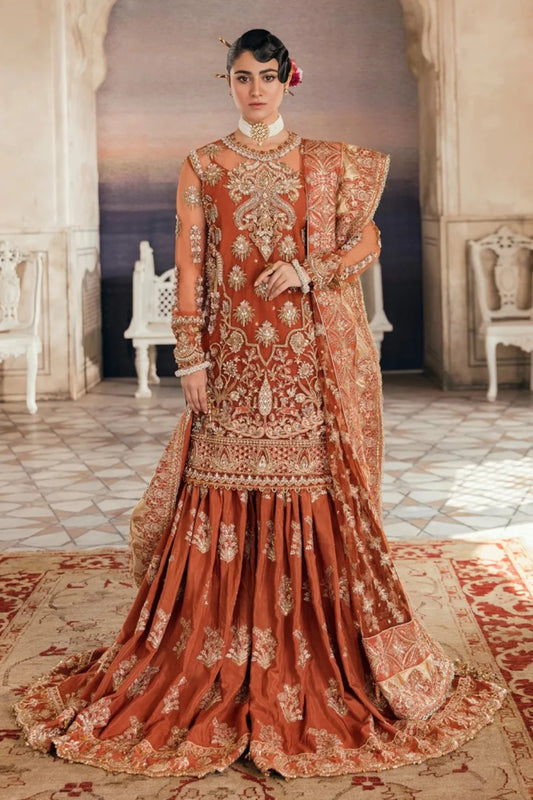 Orange Handmade Bridal Gharara