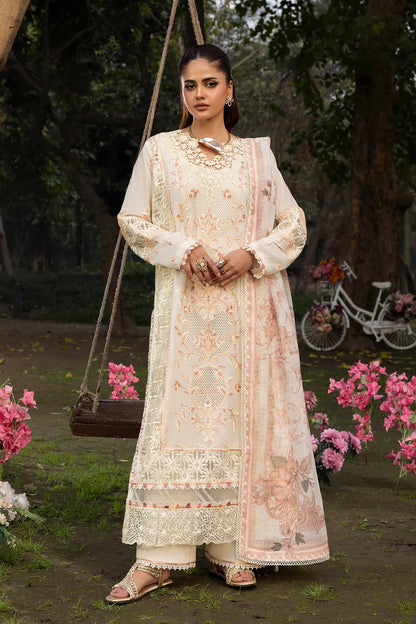 Ivory Lawn Suit with Schiffli Embroidery & Patchwork Details